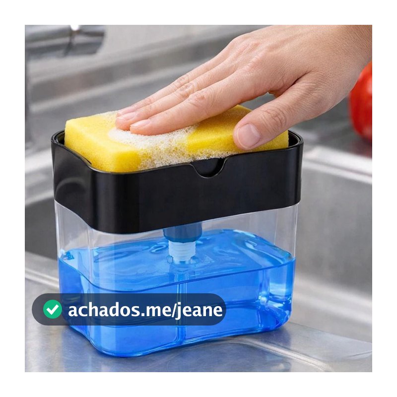 Dispenser de Detergente com Porta Esponja + Esponja Grátis Organizador de Pia Cozinha Compacto