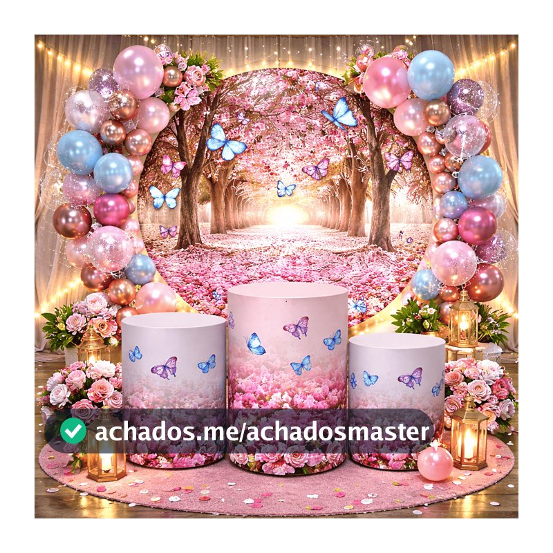 Trio Capas Cilindros + Painel Tema Jardim Veste Fácil