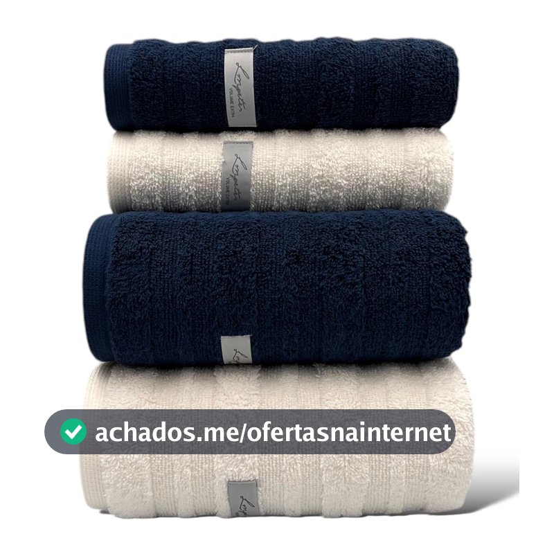 Jogo de 4 Toalhas de Banho e Rosto Super Grossa Macia 100% Algodão Gramatura 600g Volume Extra