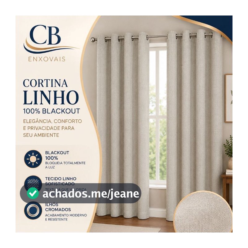 Cortina em Tecido linho Blackout Blecaute 100% Corta Luz Janela Quarto Sala
