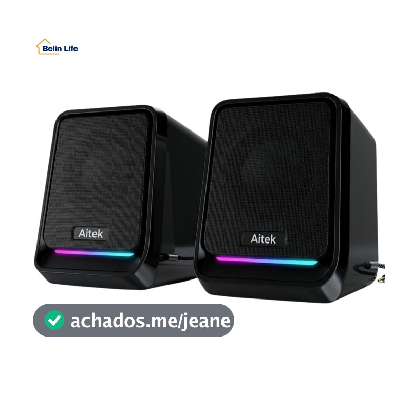 Caixa de Som Gamer RGB para PC e Notebook Estéreo 10W Potente P2 USB