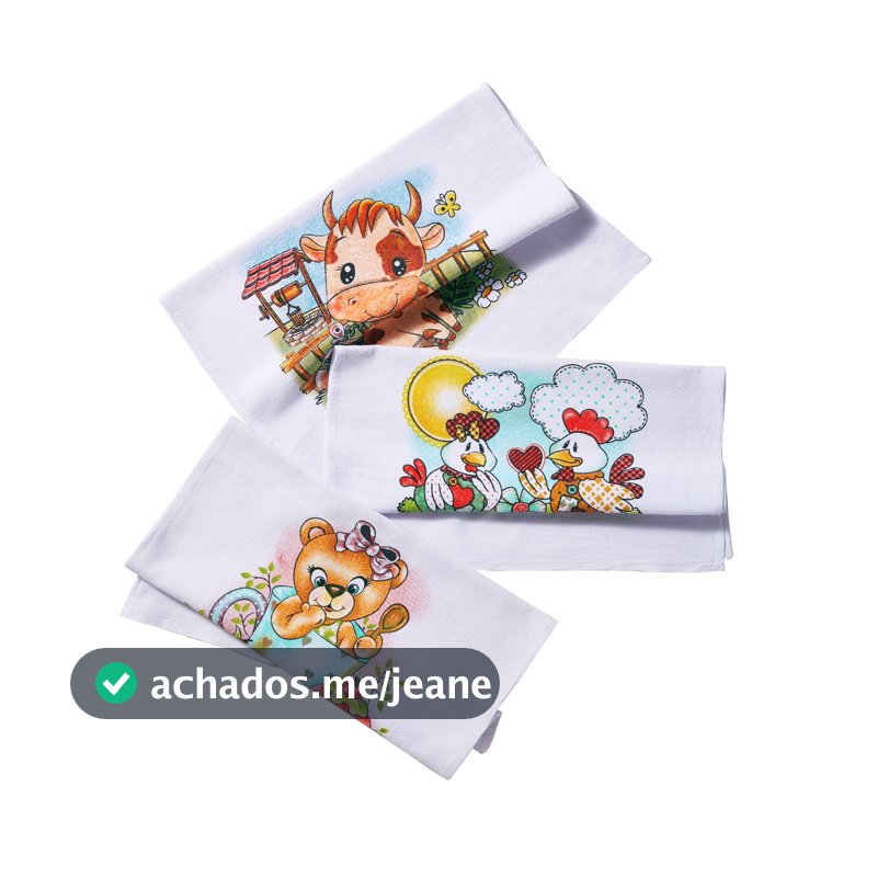 Kit 10 Pano De Prato Bainha Estampado Pé De Galinha