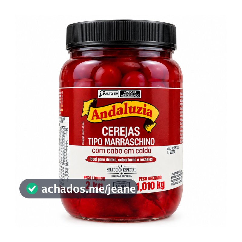Cereja Premmium 2,0 Kg com Cabo em Calda Marrasquino