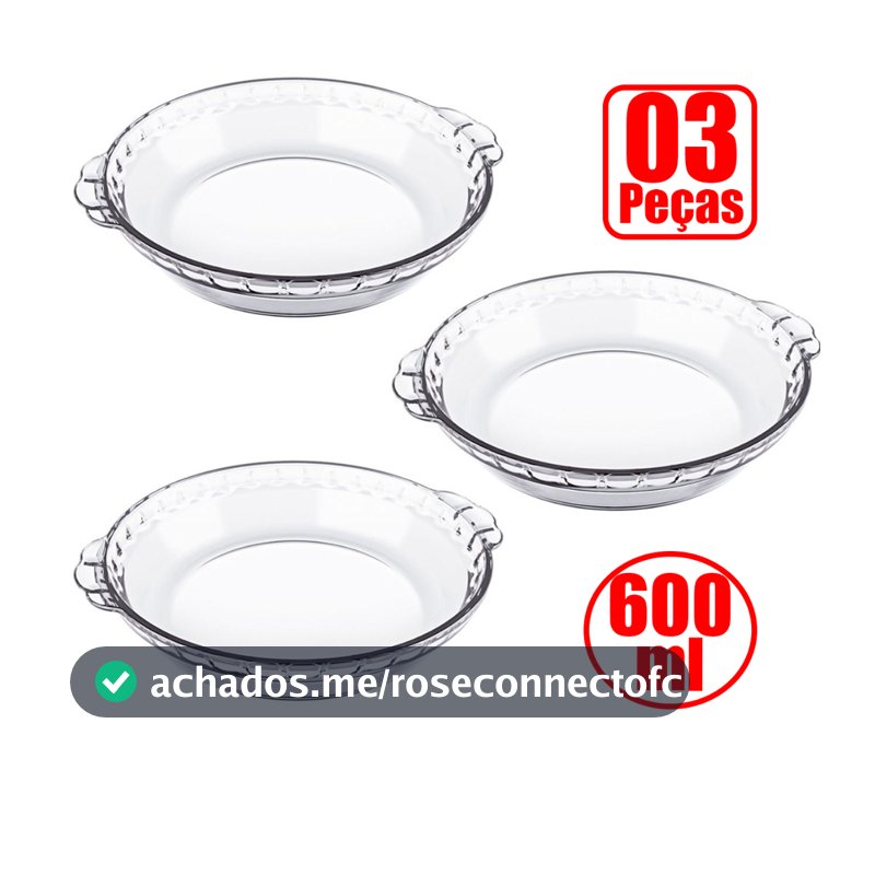 Kit Jogo de 3 Formas Assadeiras de Vidro tempeirado Marinex 600ml Filetadas Pequenas