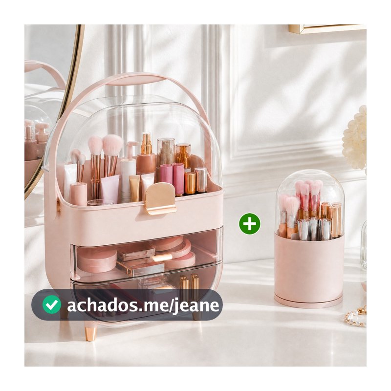 kit 2, uma grande e uma pequena. Kit Caixa Organizadora de Maquiagem em , Suporte para Pincéis Incluso, Presente para