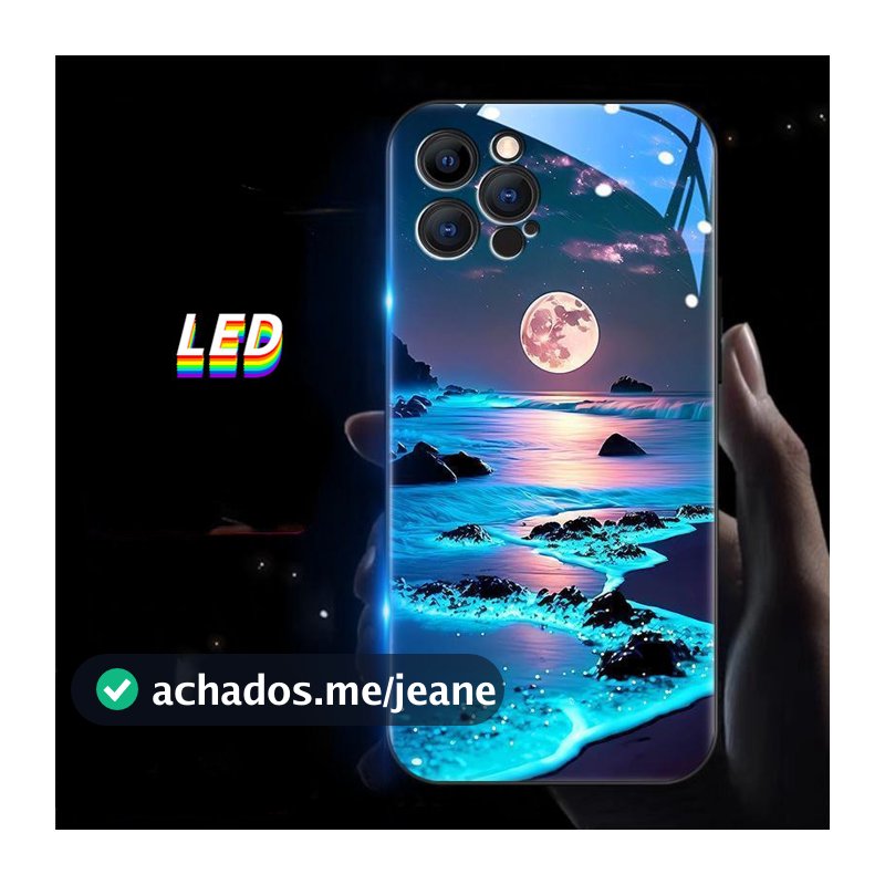 Meteor Beach Luz Colorida LED Brilho Capa Protetora De Telefone Para iPhone 15 15Promax 15pro 14Promax 14pro 14 13Promax 13 13pro 12ProMax 12pro 11ProMax 16promax 16plus 16pro 16