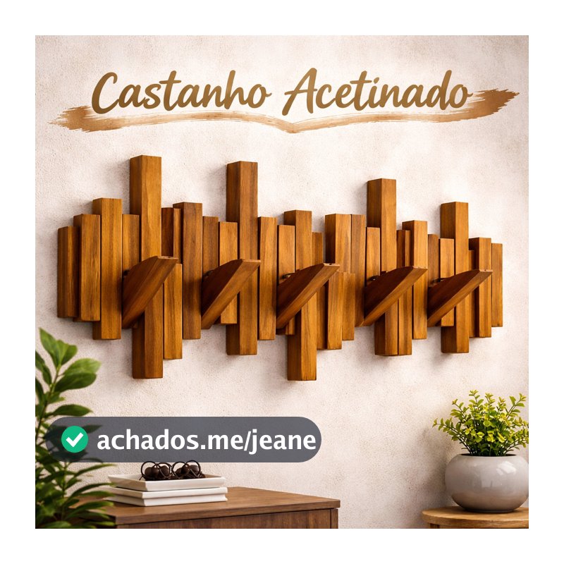 Cabideiro de Madeira Premium Organizador Decorativo para Parede