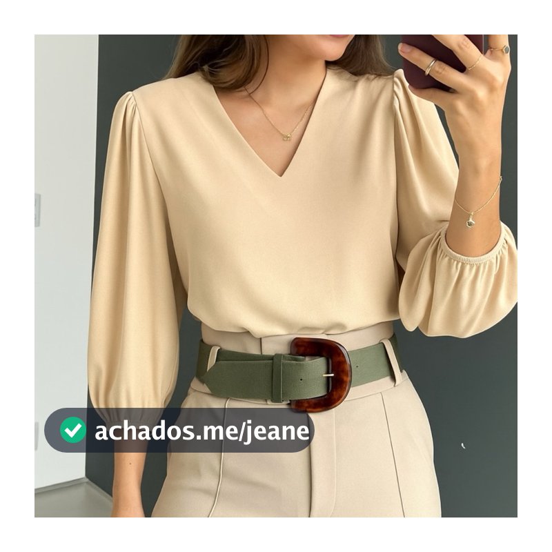 Blusa Feminina Manga 3/4 Novas Cores Tecido Crepe Moda Evangelica Detalhe Social Elegante