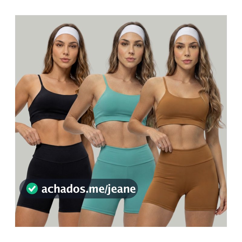 Conjunto Fitness academia short e top poliamida zero transparencia feminina