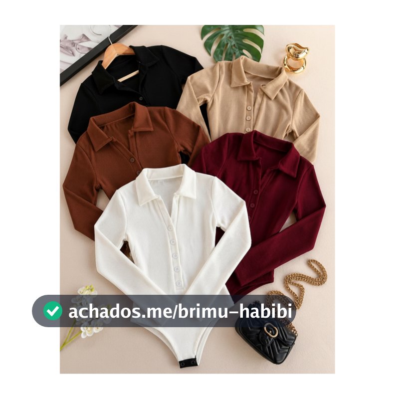 Body Canelado Feminino Manga Longa Gola Polo Botões Modelador Elegante Básico Moda Inverno