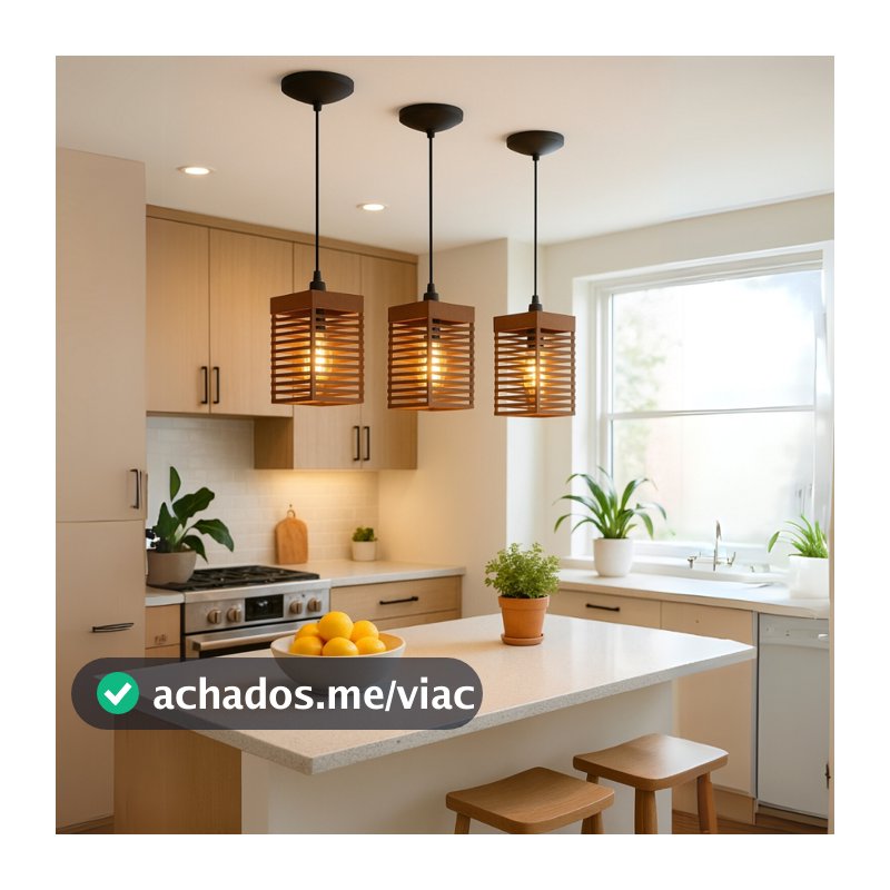 Kit 3 Luminária Pendentes Oriental Para Sala Cozinha Escritório Bivolt Cor Marrom - 3tm