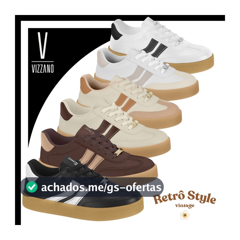 Tênis Vizzano Flatform Feminino Retrô Casual Solado Gomado Confortável