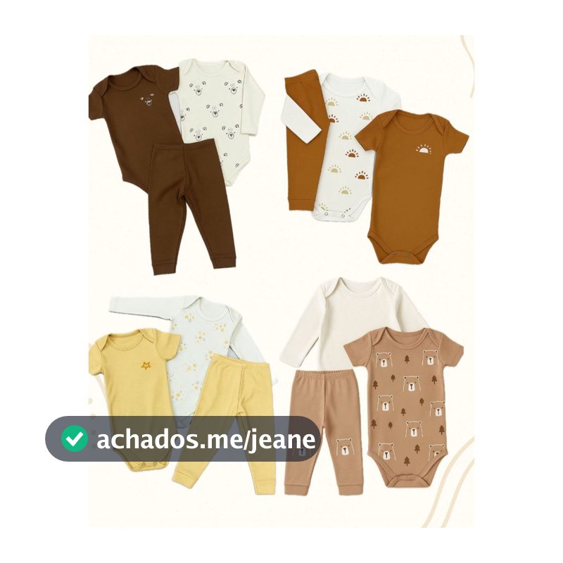 Kit Minimalista 12 peças body bebê manga curta manga longa calça Menino e Menina P ao GG