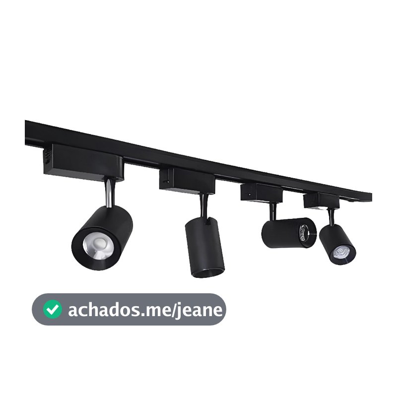 kit Trilho Eletrificado 1m + 4 spots 7w 10w Preto Luz Branco 6500k/Neutro 4000k/Amarelo 3000k
