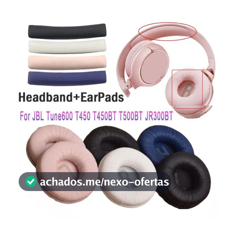 Par Almofada Espuma Para Fone Serve Compatível Jbl Tune600 Bt T500 T510bt T450 T450bt Rosa Azul Branco Preto