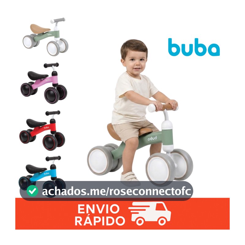 Bicicleta Equilíbrio Infantil Andador Sem Pedal 4 Rodas Bebê Buba Criança