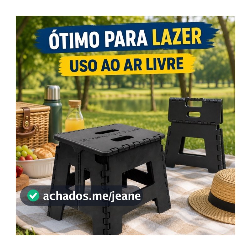Banquinho Dobravel Portatil Resistente Suporta 100kg Antiderrapante Adulto Crianca Camping Pescaria Viagem