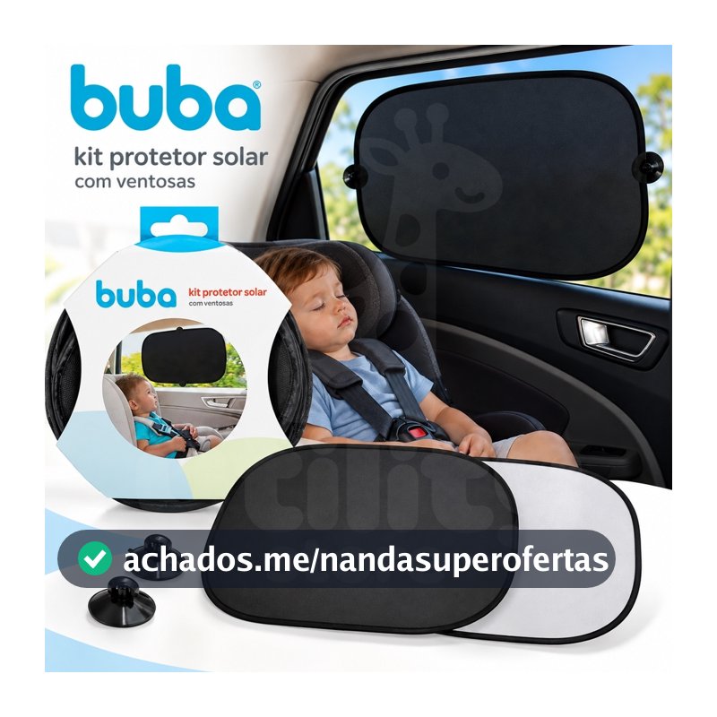 Protetor Solar Carro Kit 2 Infantil Para Vidro Com Ventosa Protege Sol Buba bebe proteção Blackout