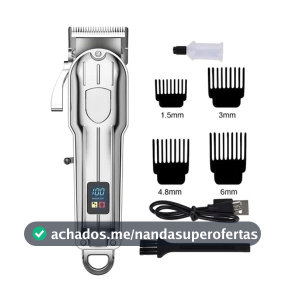 Máquina de Cortar Cabelo Elétrica Profissional com Visor Digital – Essencial para Homens Estilosos, Uso Doméstico e Barb