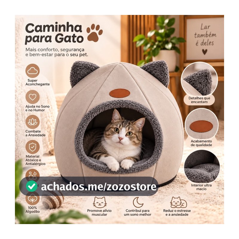 Caminha Pet Toca Iglu Luxo 2 em 1 Pet Cachorro Gato Confortável