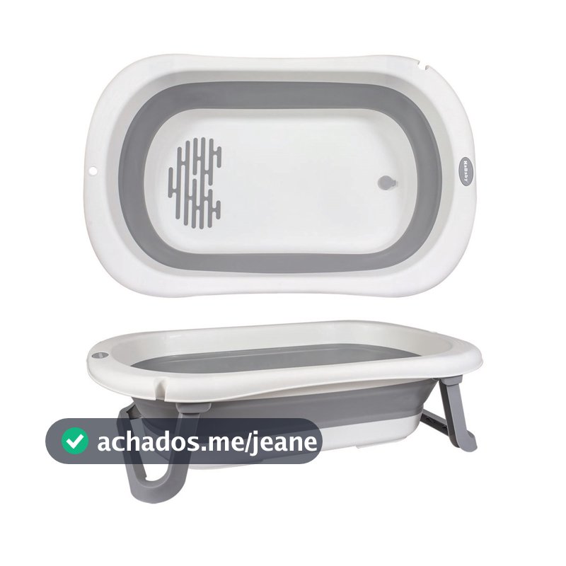 Super Banheira Infantil Dobrável 35L Antiderrapante KaBaby - Cinza