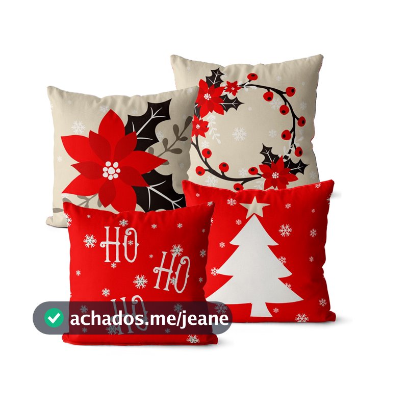 Kit 4 Capas De Almofadas Para O Natal 45x45 - Diversas Estampas de Natal
