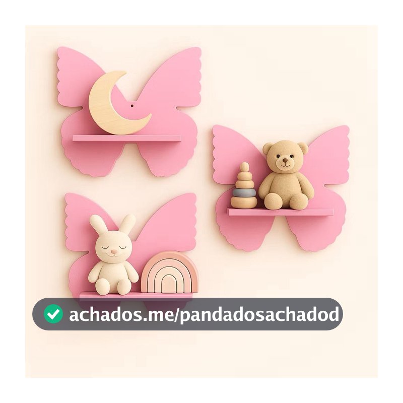 Kit 3 Nichos Prateleira Borboleta Para Bebê Infantil Quarto e Sala