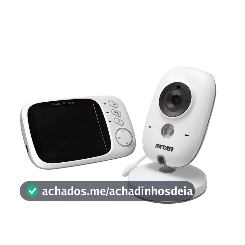 Babá Eletrônica Branca com Monitor Visão Noturna e Audio Sensor de Temperatura