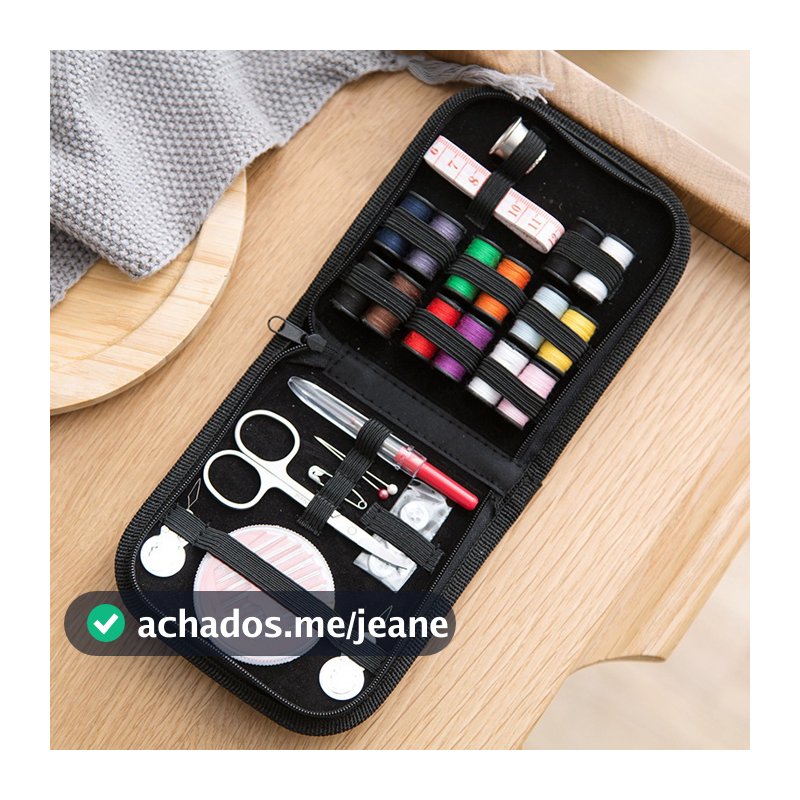 Costura Viagem Completo All-in-One - Agulhas, Linha, Tesoura e Bolsa Zíper Prática