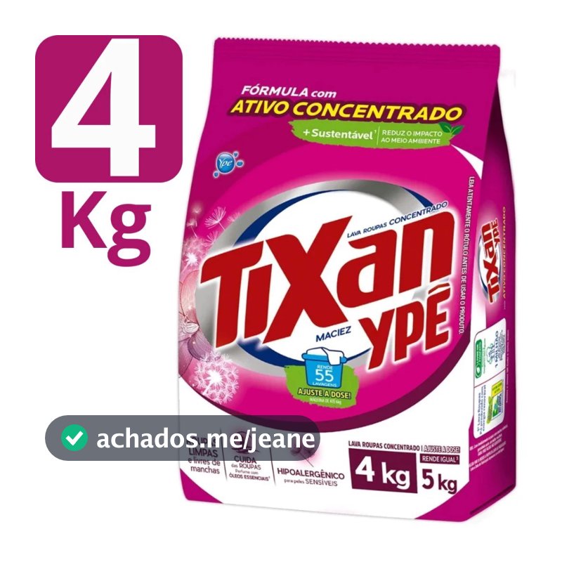 Lava Roupas Em Pó Concentrado Maciez Sachê 4kg Tixan Ypê