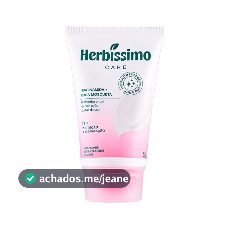 Creme Desodorante Antitranspirante Herbíssimo Care Rosa Mosqueta E Niacinamida Bisnaga 55g
