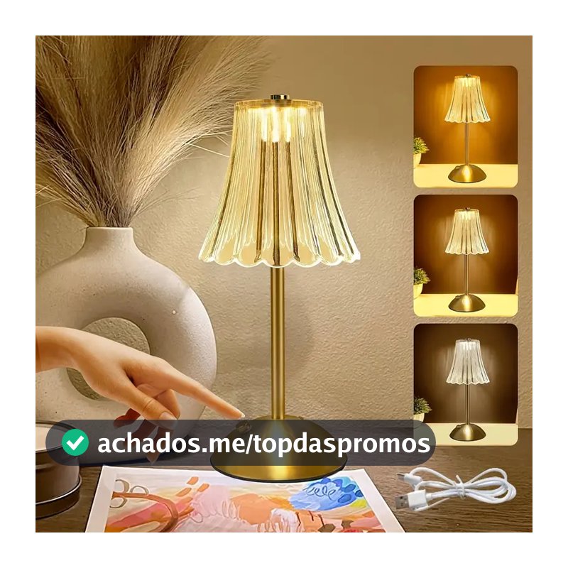 Lâmpada Abajur Mesa Com Barra Led Sensor Toque De Luz Quarto Sem Fio 3 Cores