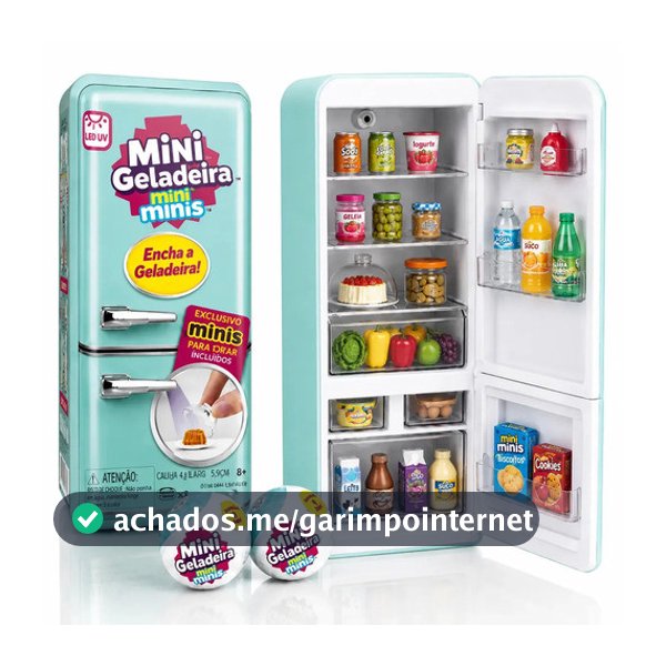Mini Geladeira Mini brands Brinquedo Infantil Minis + 2 Cap Surpresa