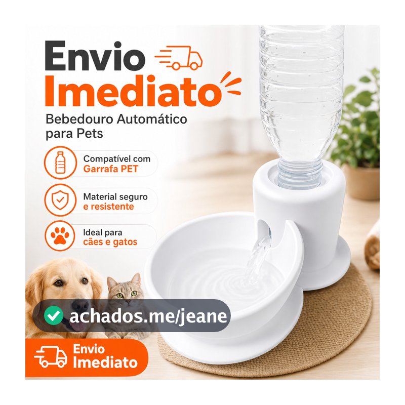 Bebedouro Automático para Pets Portátil Compatível com Garrafa PET para Cães e Gatos