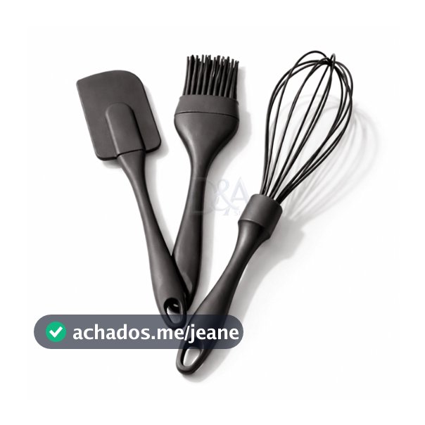 Kit Confeiteiro Silicone 3 Peças Espátula Pincel Fuê Utensílios Silicone Resistente Cozinha