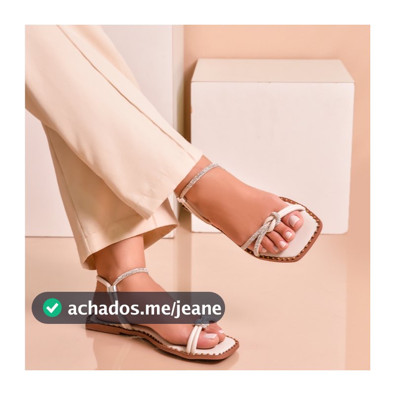 Sandalia Rasteirinha Feminina Laço 3 Tiras com Strass Direto da Fabrica Miss Moda 3069.1