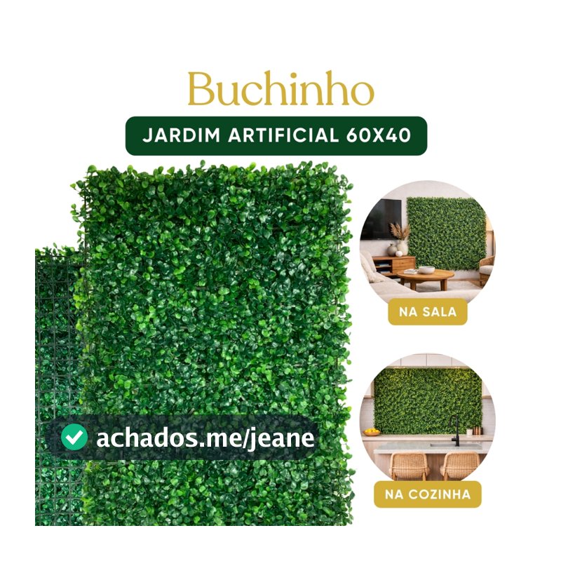 1 Placa Jardim Artificial Vertical Buchinho 60x40 | Parede Verde Realista
