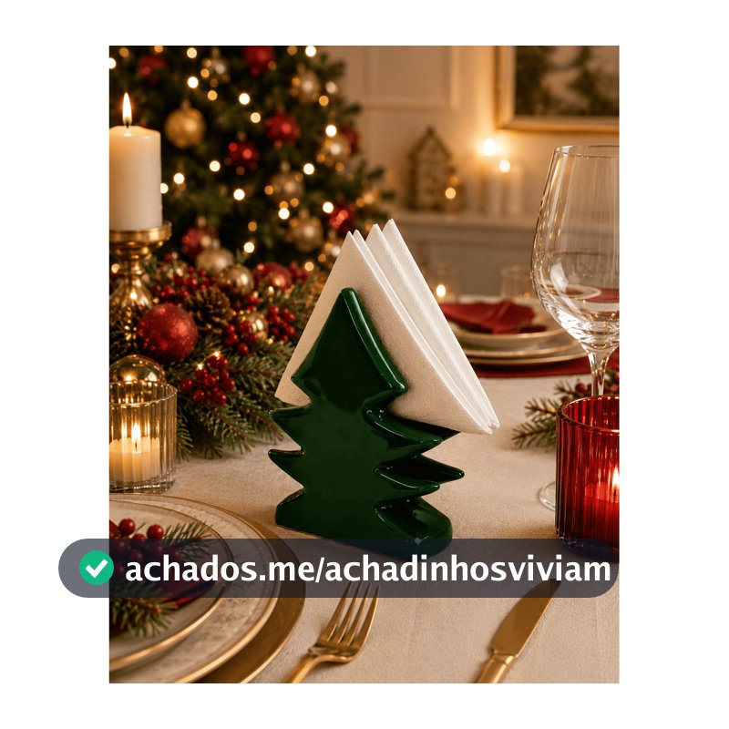 Porta Guardanapo Árvore de Natal / Pinheiro Natalino Decoração Criativa Mesa Posta Natalina Cerâmica Scalla 2a