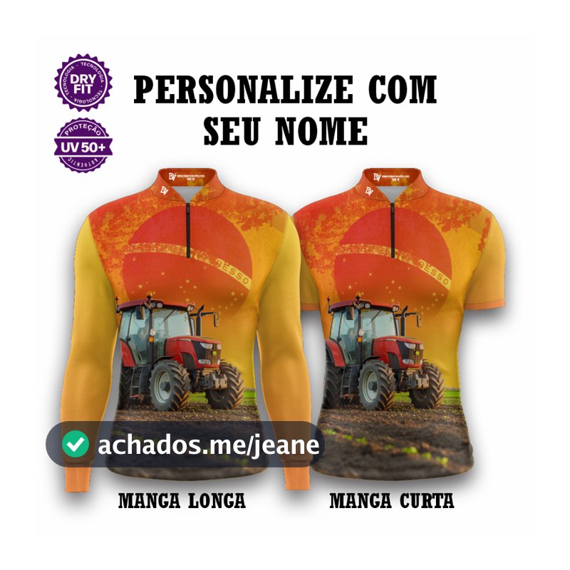 Camisa Zíper Agro Amarela – Unissex UV50+ Premium Personalizada