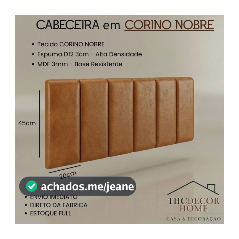 KIT Cabeceira Modular Estofada 45x20cm CORINO NOBRE | 5 a 20 Placas | Autocolante ENVIO IMEDIATO