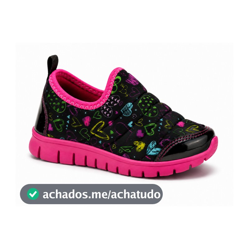 Tênis Infantil Feminino Menina Casual Calce Fácil Antiderrapante Confortável Estampa Corações Pamplim