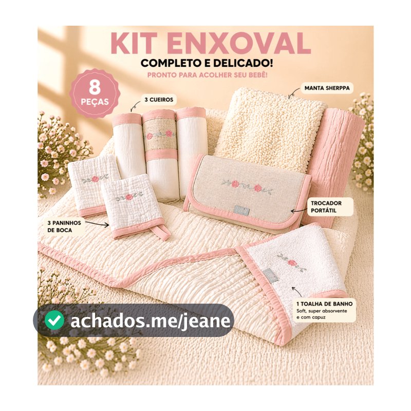 Kit Enxoval Bebê Recém-Nascido 8 Peças 100% Algodão Menino Menina Toalha Banho Cueiro Manta Sherpa Trocador Swaddle