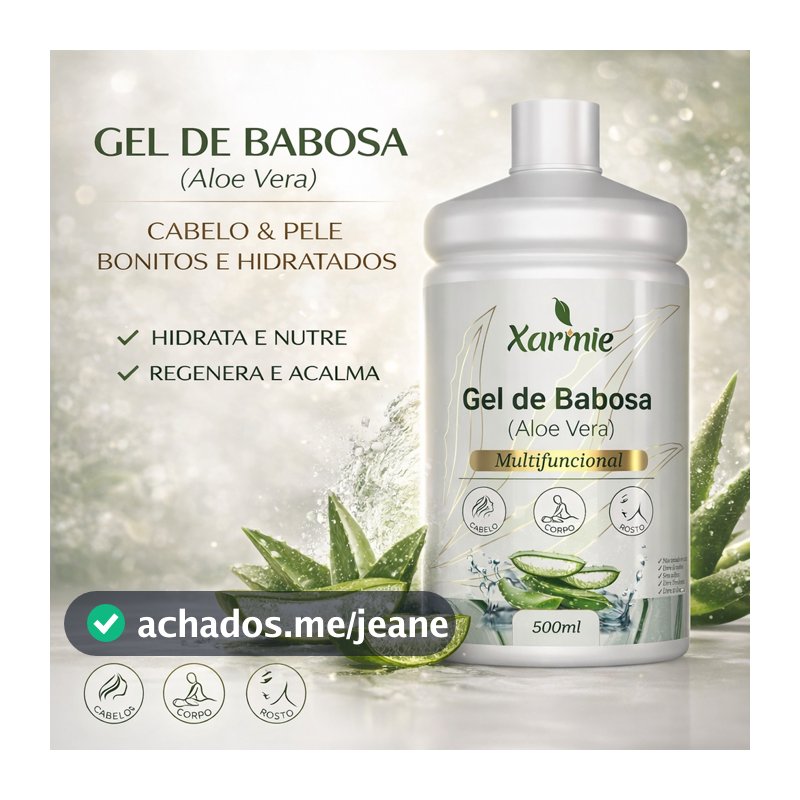 Puro Gel De Babosa - Aloe Vera 100% Natural Organico Para Cabelo, Rosto e Corpo