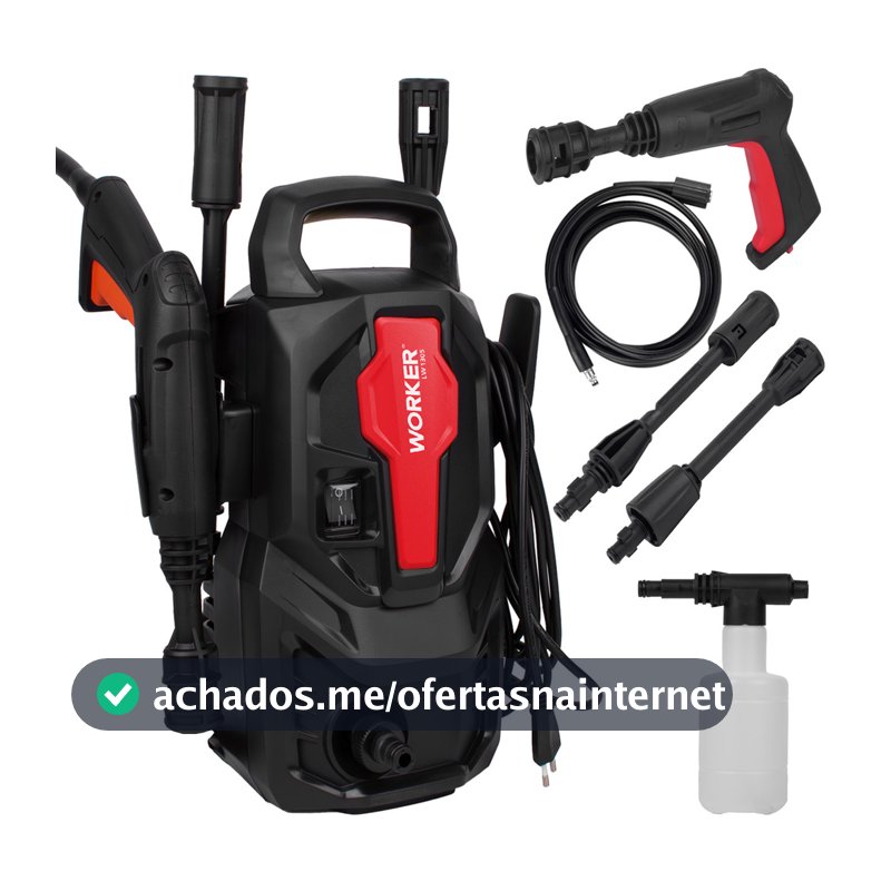 Lavadora Alta Pressão Compacta Potente Lava Carro Moto Com Aplicador Detergente LW1305 1200W Worker