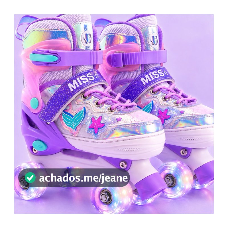 Lançamento Patins infantil Estrela do Mar 4 Rodas Tamanhos//Ajustáveis Com Led