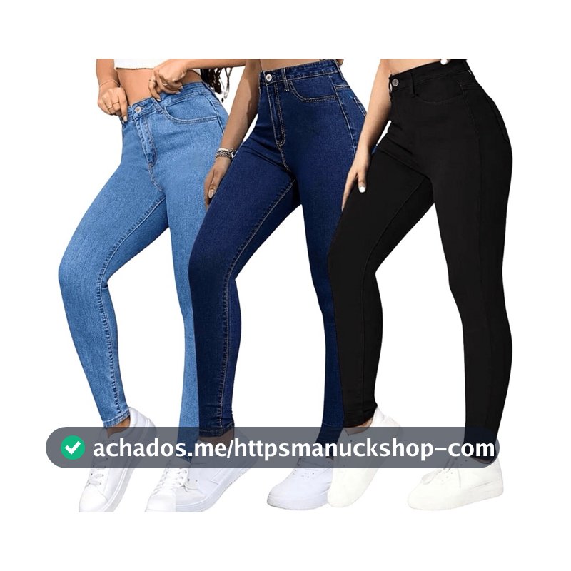 Calça Jeans Feminina Cintura Alta Shopee Gaven Modeladora Lycra Skinny Linha Premium com Elastano