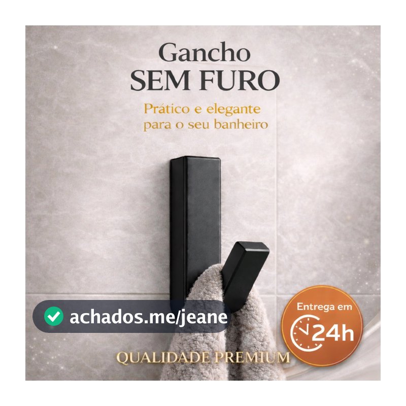 Kit 2/3/5 Ganchos De Parede Preto Fosco Adesivo 3M Sem Furo Suporte Toalha Multiuso Premium