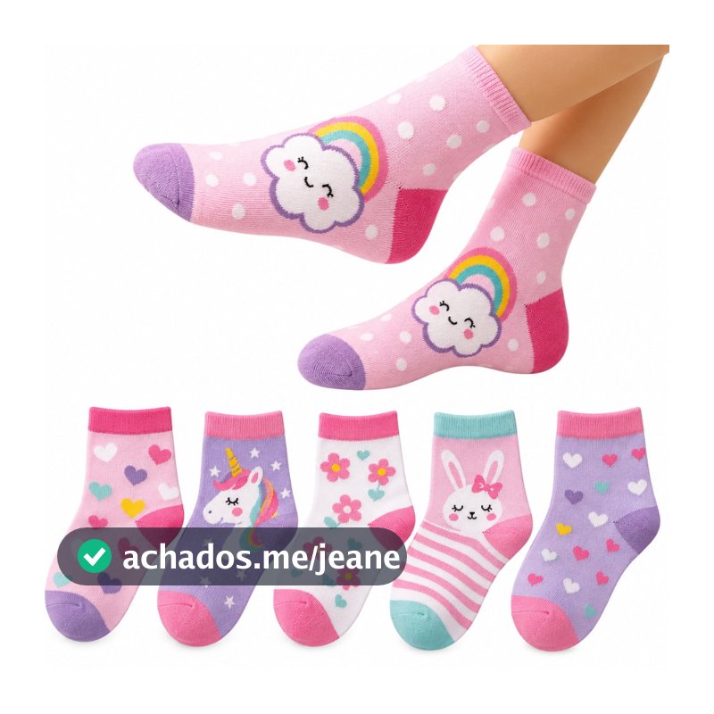 Kit Pares de Meias Infantil Menina Bebê Recém Nascidos