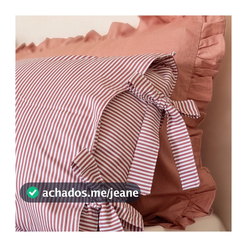 Fronha com Laços Listrada Rose Farmhouse 100% Algodão - UNIDADE