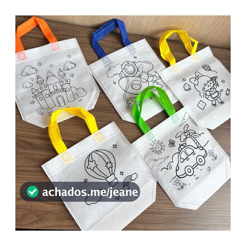 10 Sacolinhas de Pintar Sacola Lembrança Aniversário tnt festa infantil dia das crianças